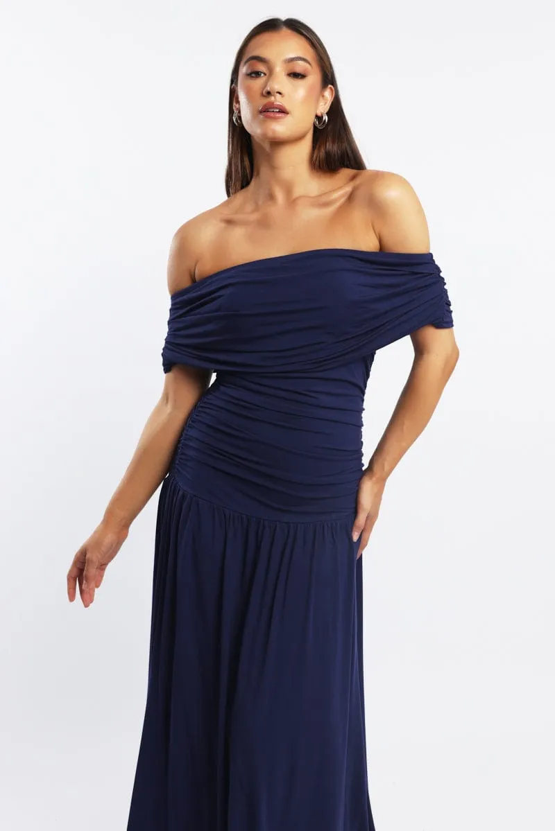 Blue Off Shoulder Maxi Dress Lawn Wedding