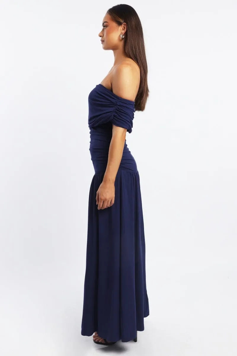Blue Off Shoulder Maxi Dress Drift Sand