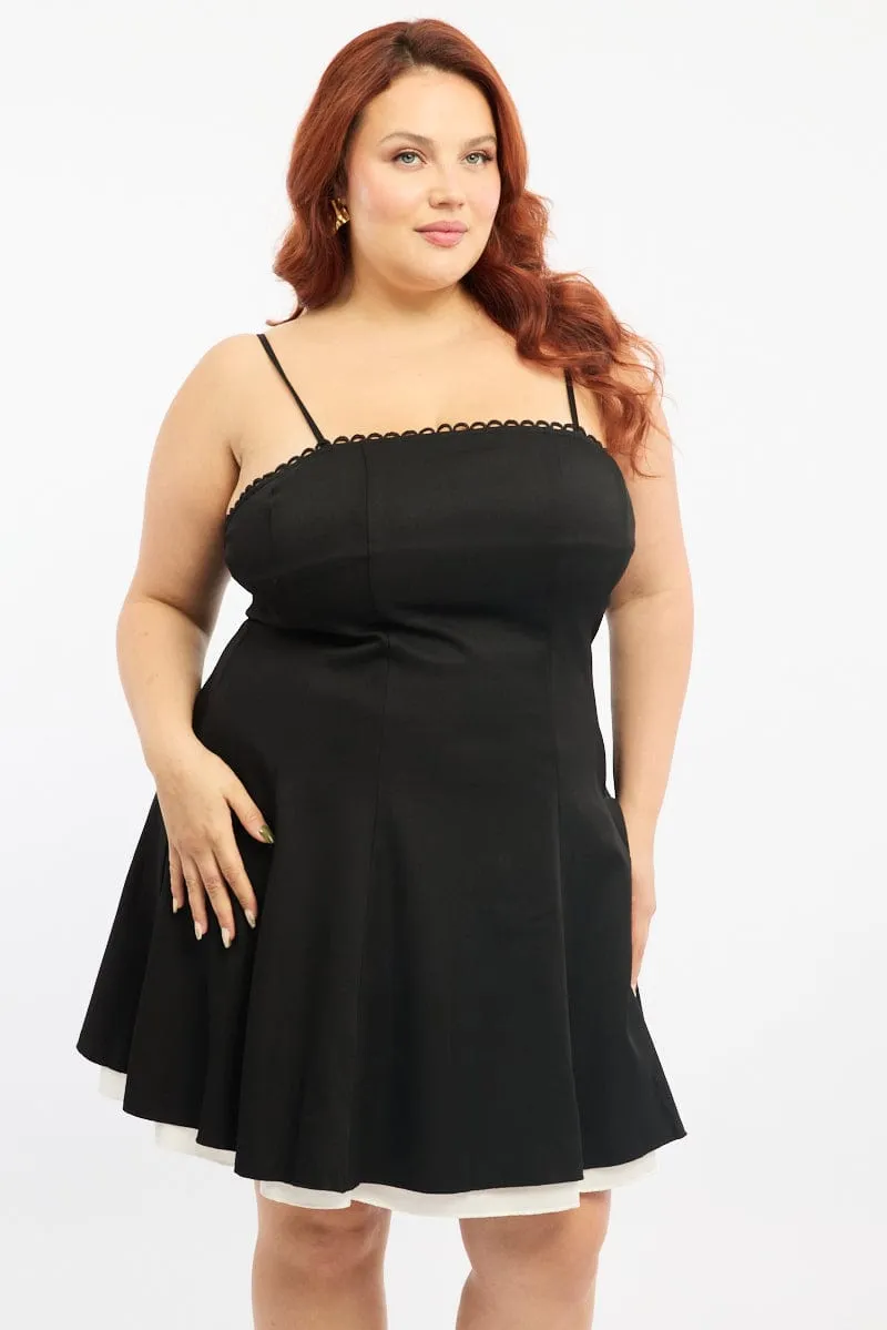 Play Edge Bold statement dress Black Strapless Lace Trim Mini Dress