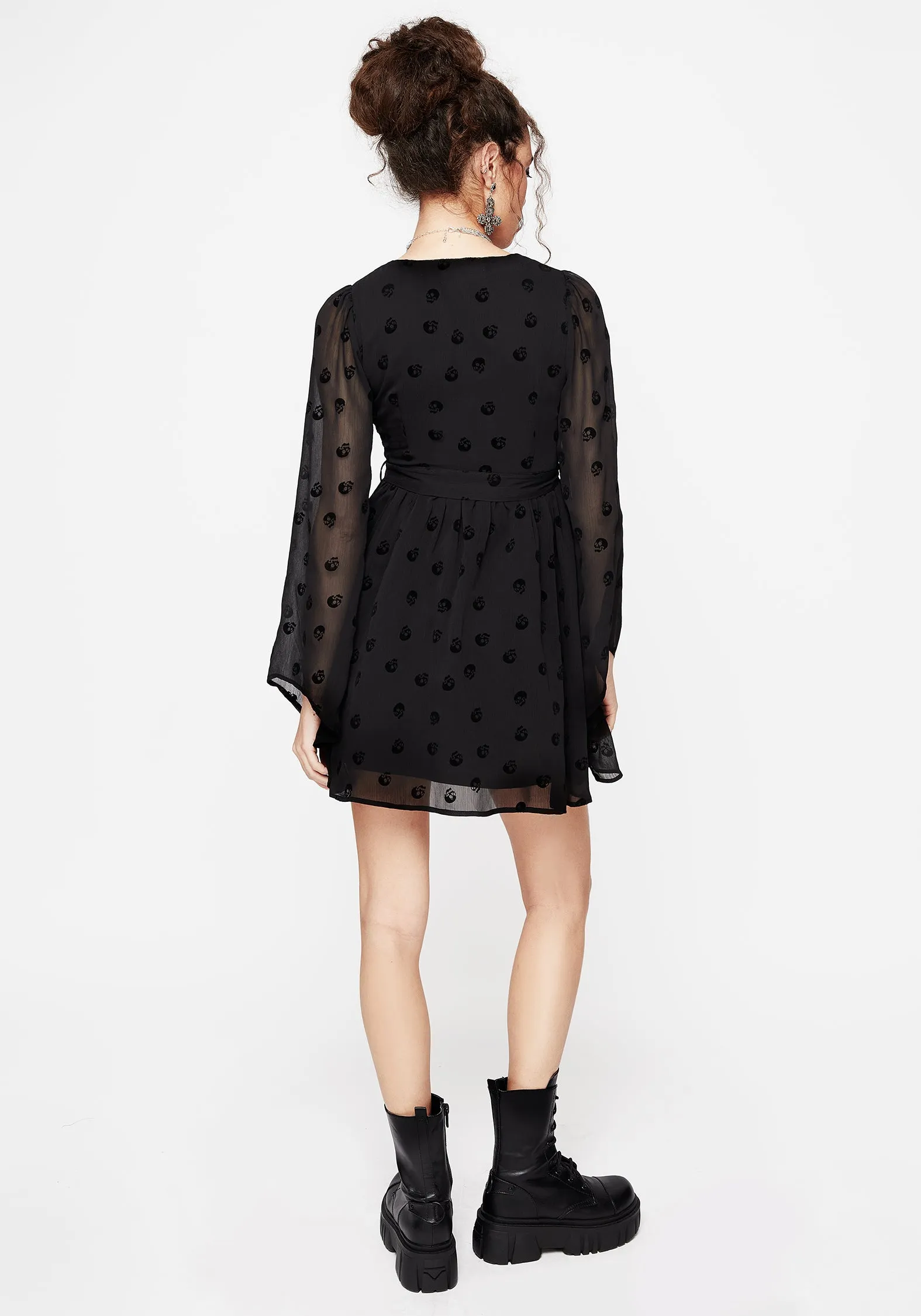 Bones Flocked Chiffon Mini Dress Youthful Style Effortless casual wear