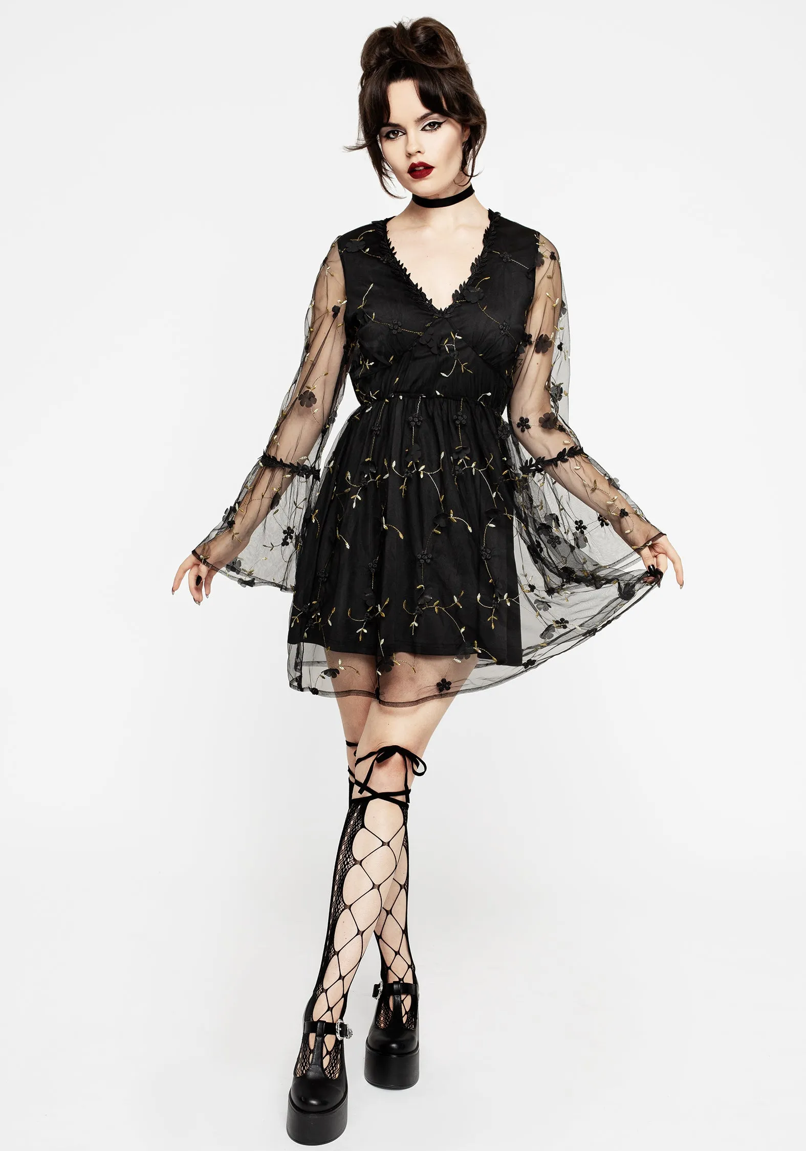 Scene Mood Chrysanthi Applique Mini Dress