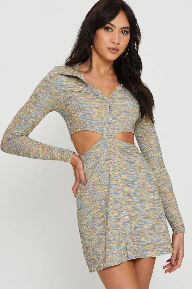 Street Ready Look Glow Light Multi Mini Dress Long Sleeve