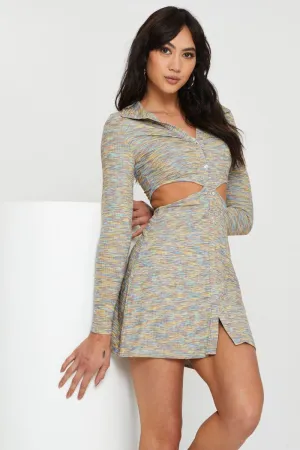 Easy Care Built In Pockets Multi Mini Dress Long Sleeve