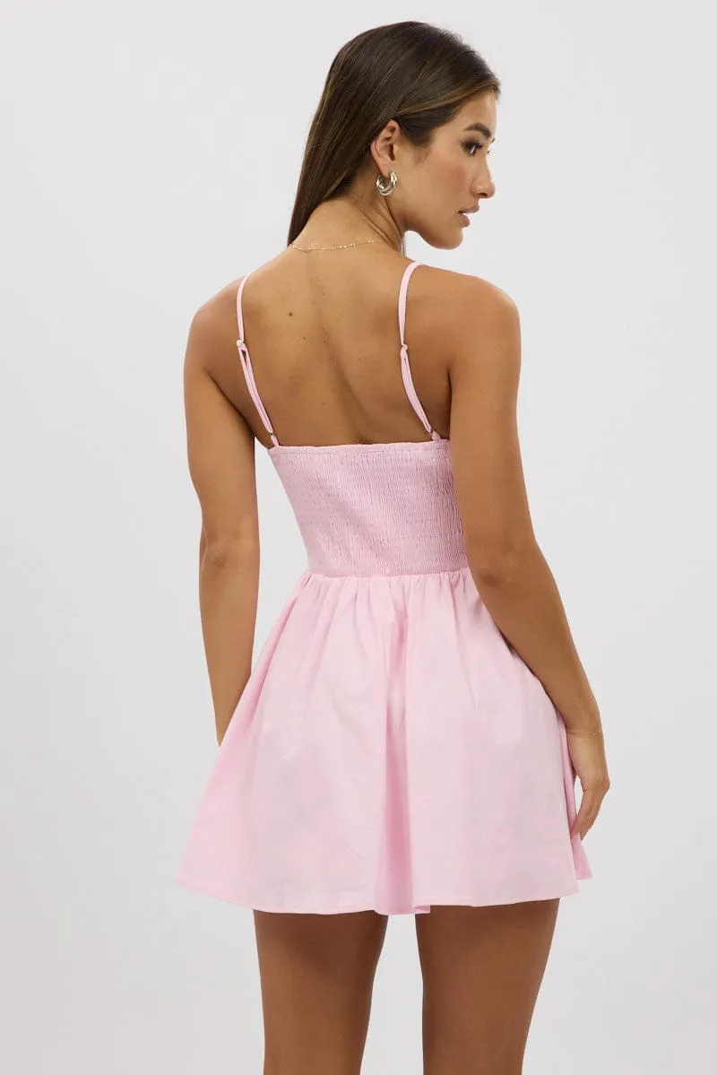 Pink Fit And Flare Dress Mini Daring Mode
