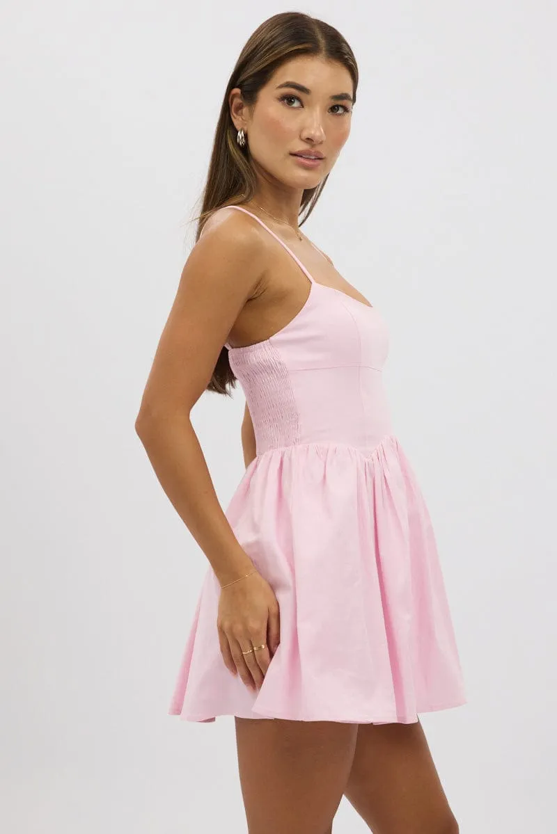 Pink Fit And Flare Dress Mini Fashionable above-the-knee gown