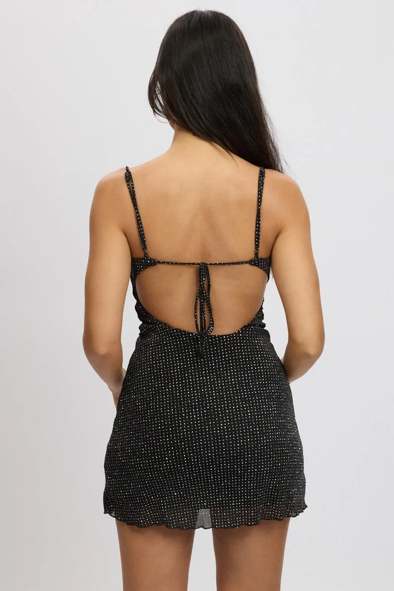 Metallic Mini Dress Metallic Backless Bare Leg Chic Outfit