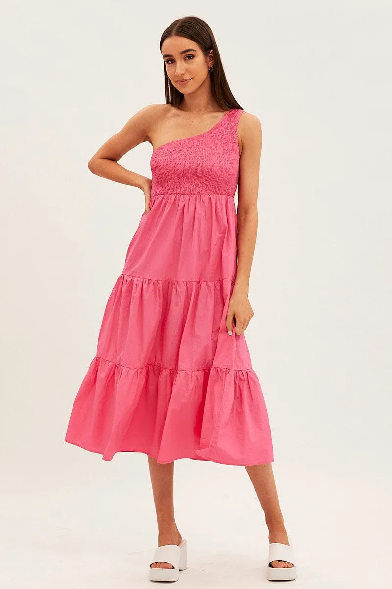 Olive Grove Pink Maxi Dress One Shoulder