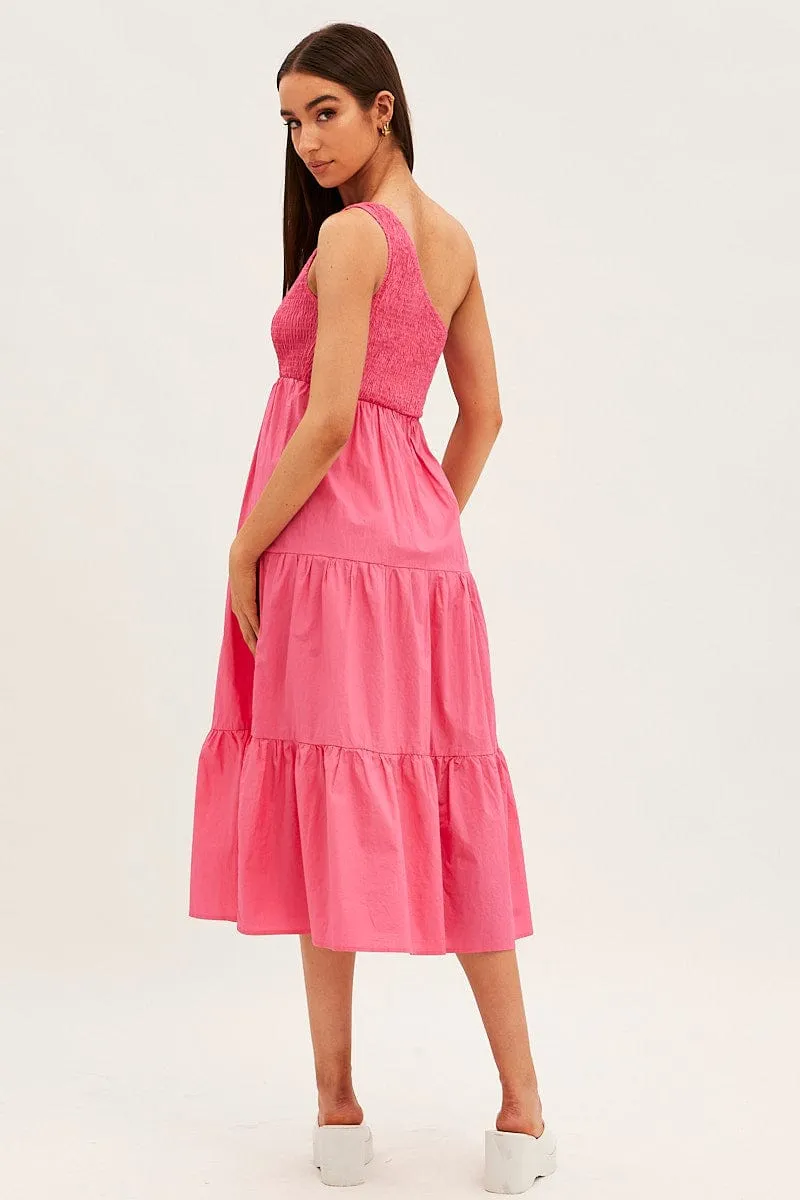 Noon Light Pink Maxi Dress One Shoulder