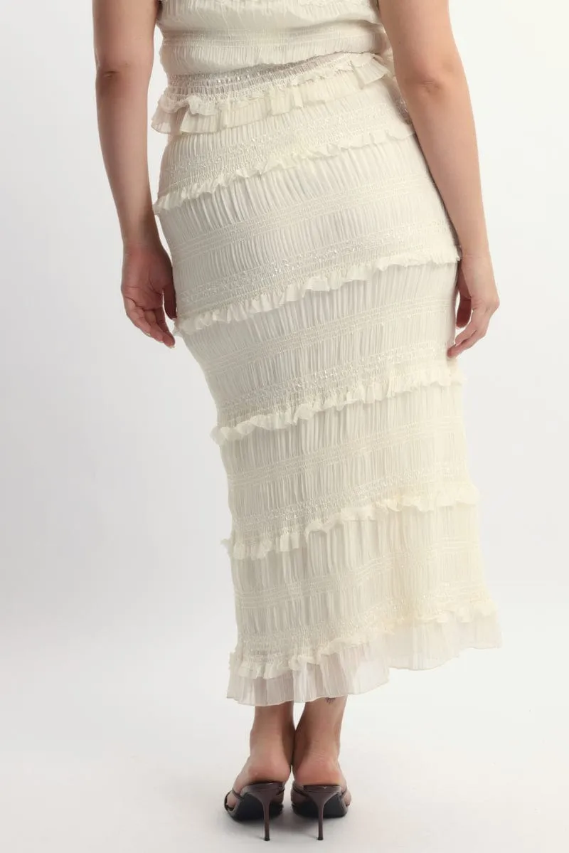 Beige Frill Maxiskirt Road Trip Soft Texture