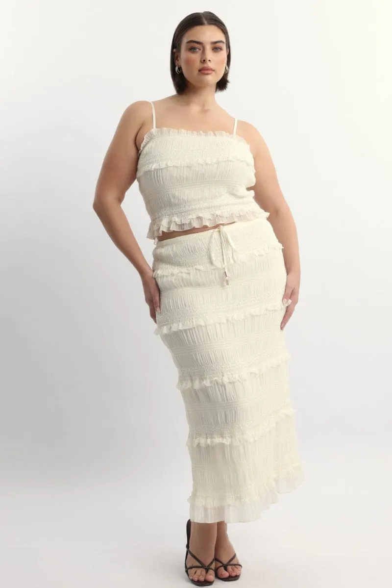 Beige Frill Maxiskirt Sustainable Outfit Game
