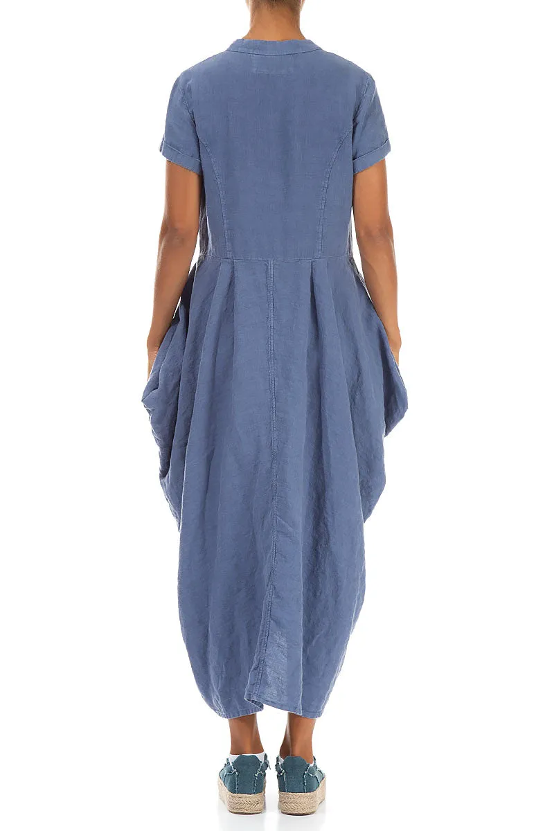 Drape Blue Nova Linen Dress Creative Flow