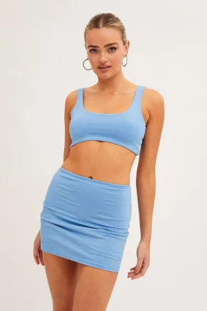 Blue Mini Skirt Bodycon Double Layered Spring Must Have