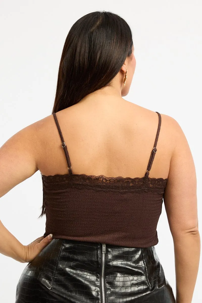 Brown Lace Cami Top Textured Epic Core Outdoor Gear