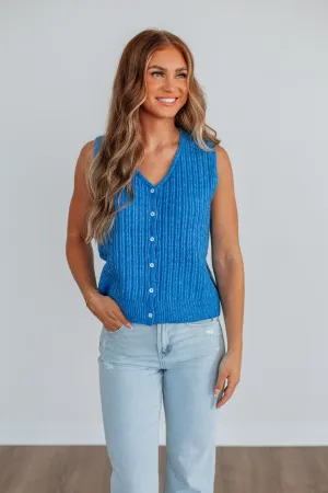 Easy Fit Ventilated Underarm Design Mina Sweater Vest - Cobalt