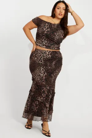 Brown Animal Print Frill Leopard Maxiskirt Outfit Diary Sustainable Fabric
