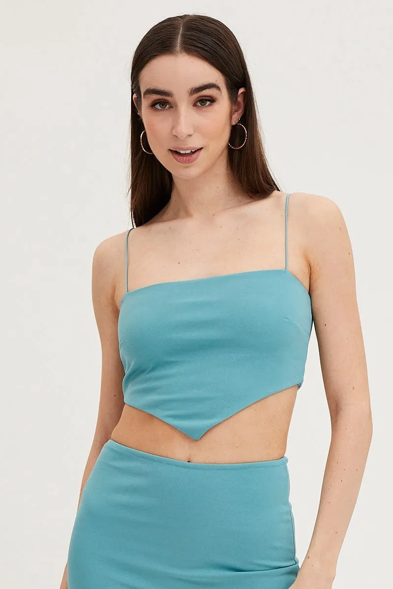 Blue Mini Ponte Skirt party look light feel
