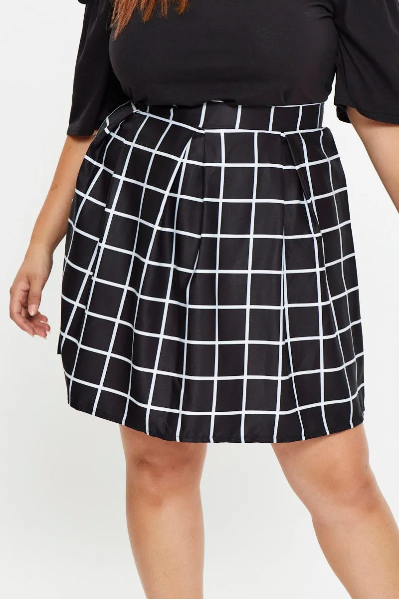Bold Cut Check Mini Tennis Skirt Pleated