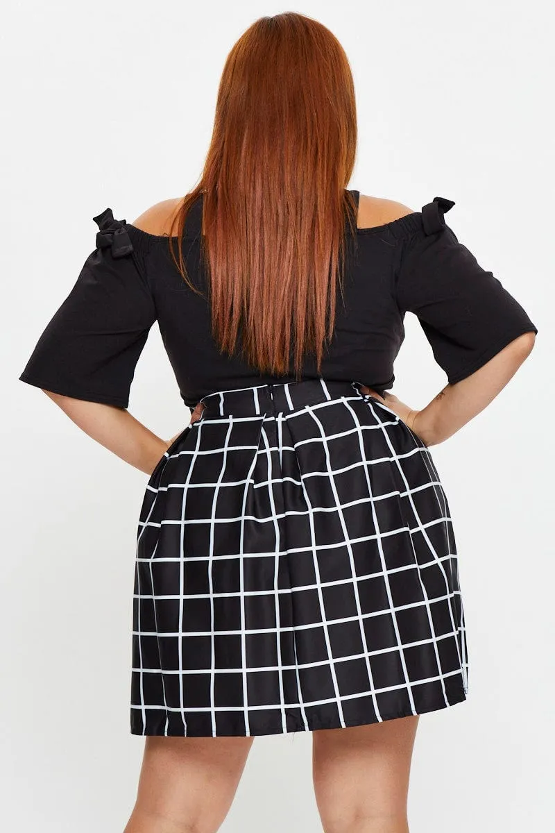 Check Mini Tennis Skirt Pleated Fashion Tones