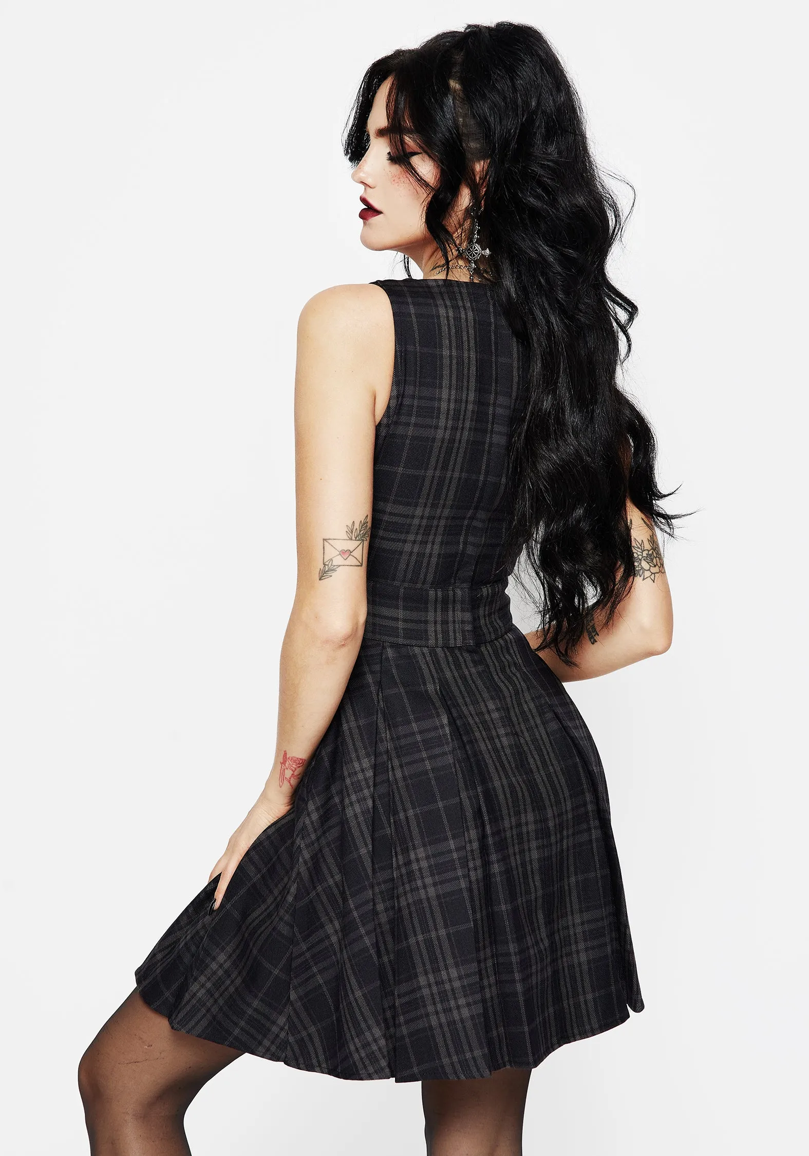 Reckless Check Mini Pinafore Dress Urban Light