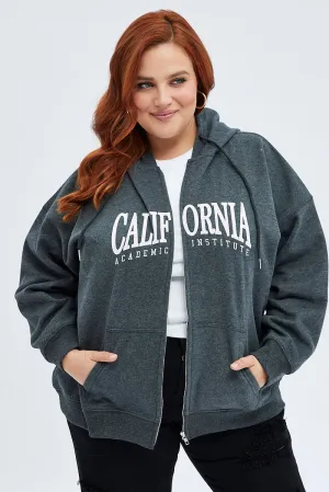 Mid range product designer prestige Grey Hoodie Jacket Zip Fleece California Embroidered