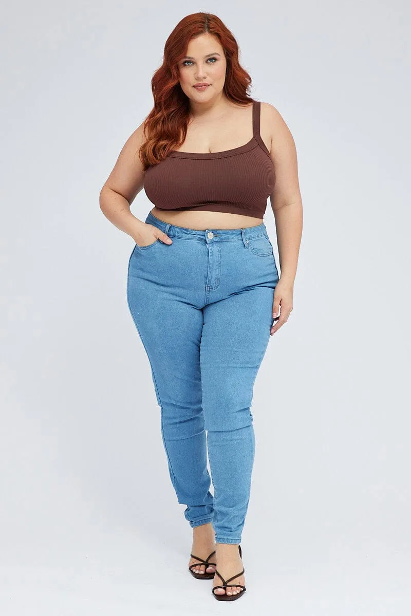 Denim Skinny Jeans High Rise Breathable Lining Chill Outfit