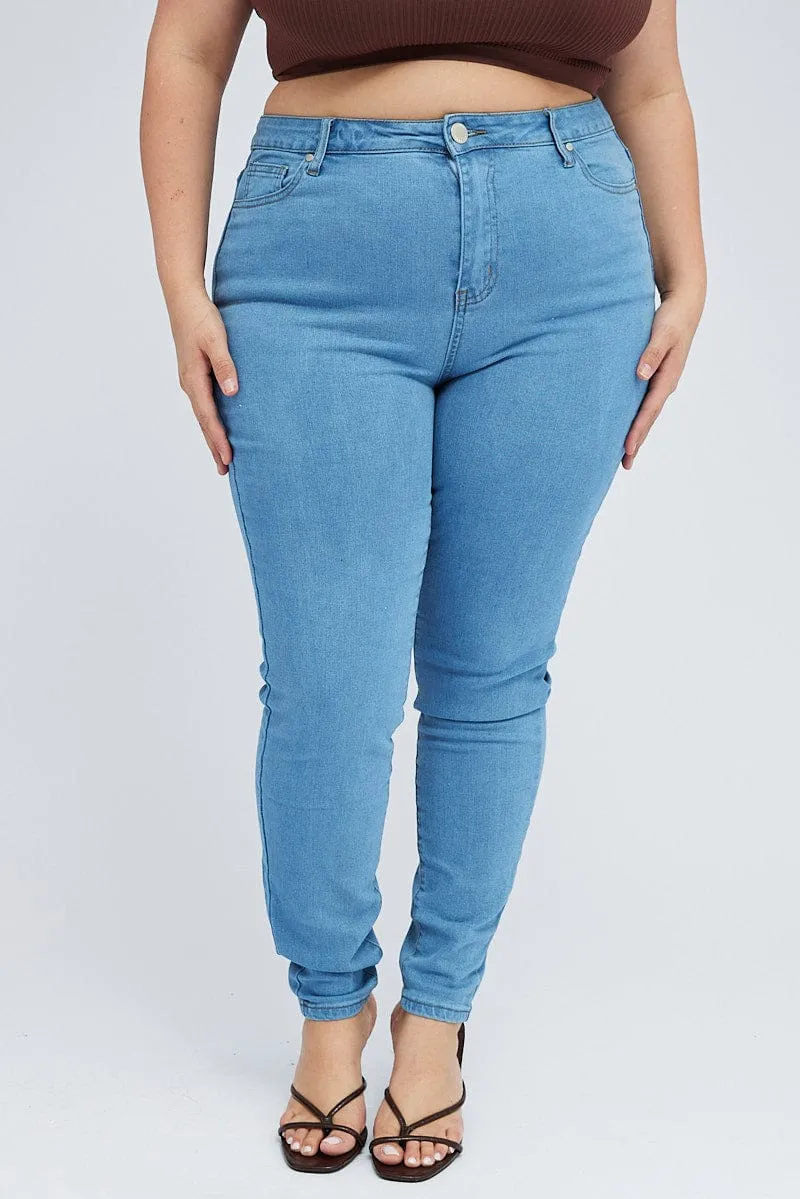 Denim Skinny Jeans High Rise Home Comfort Bold Look Sunny Vibes