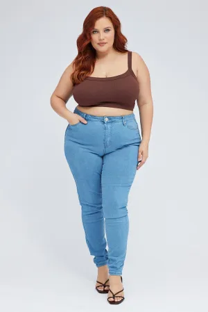 Denim Skinny Jeans High Rise Breathable Lining Chill Outfit
