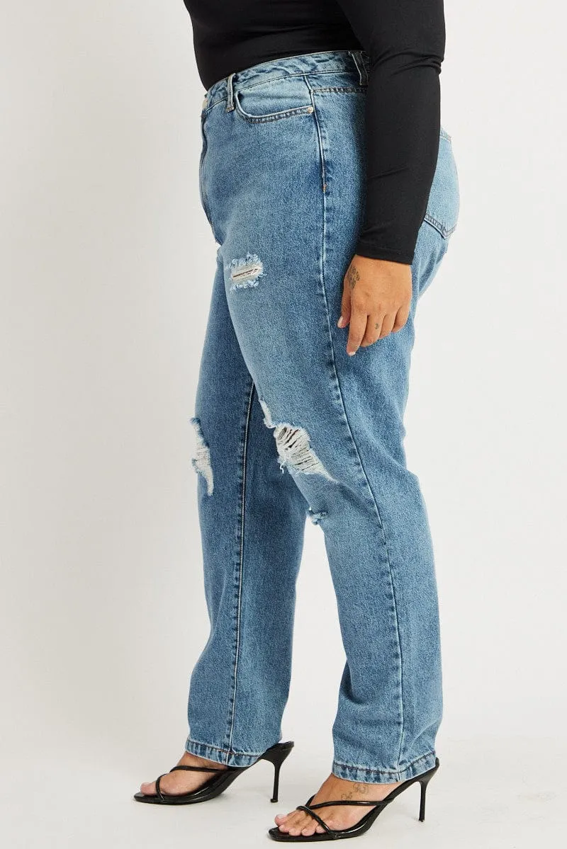 Universal Basic Denim Wide Leg Jeans High Rise