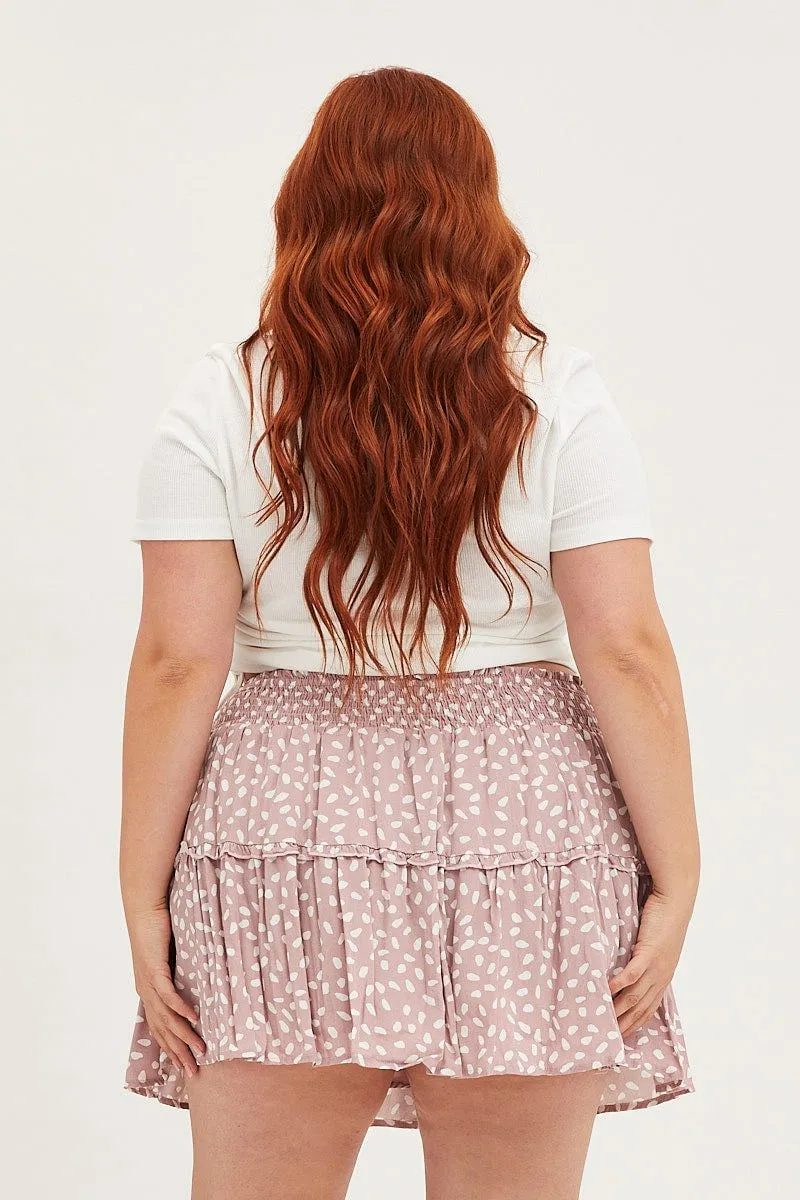 Everyday Style Geo Print Mini Skater Skirt Ruffle Hem