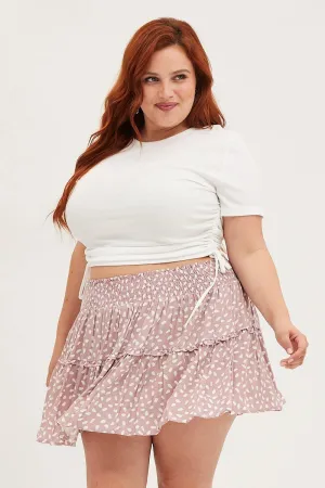 Simple Fashion Smart Design Geo Print Mini Skater Skirt Ruffle Hem