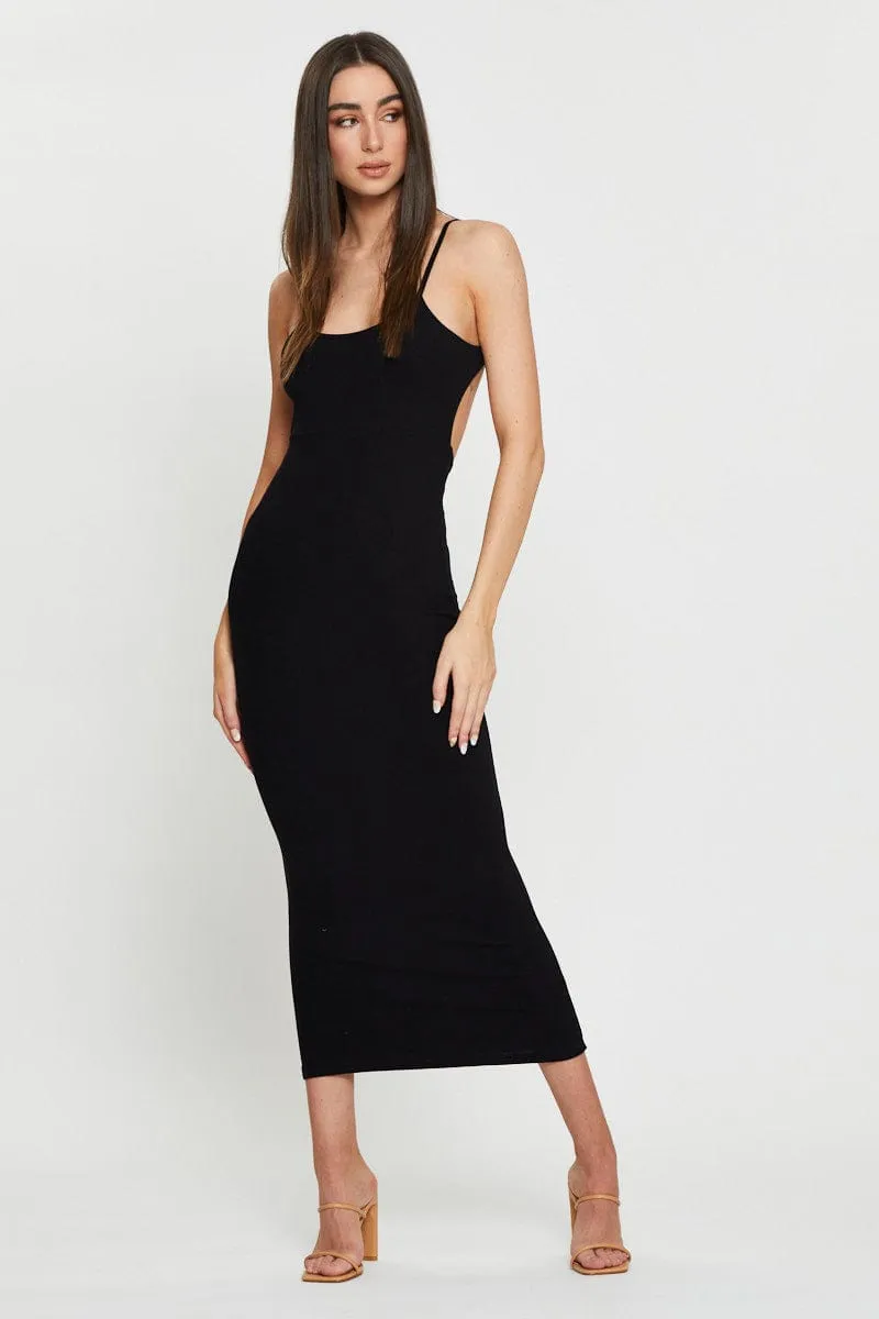 Bold Silhouette Play Mode Black Bodycon Dress Mini