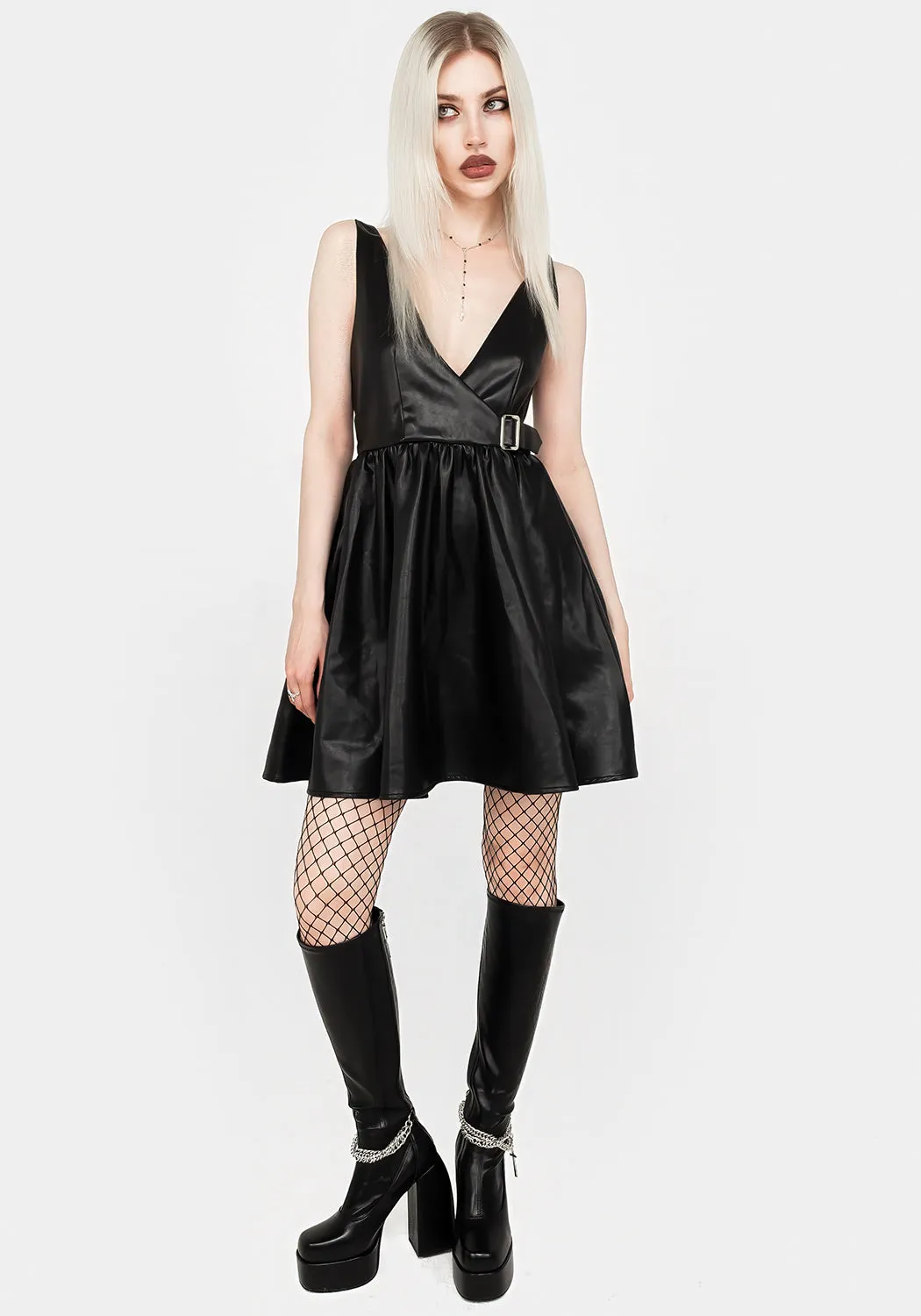 Opium Faux Leather Mini Dress Versatile Layering