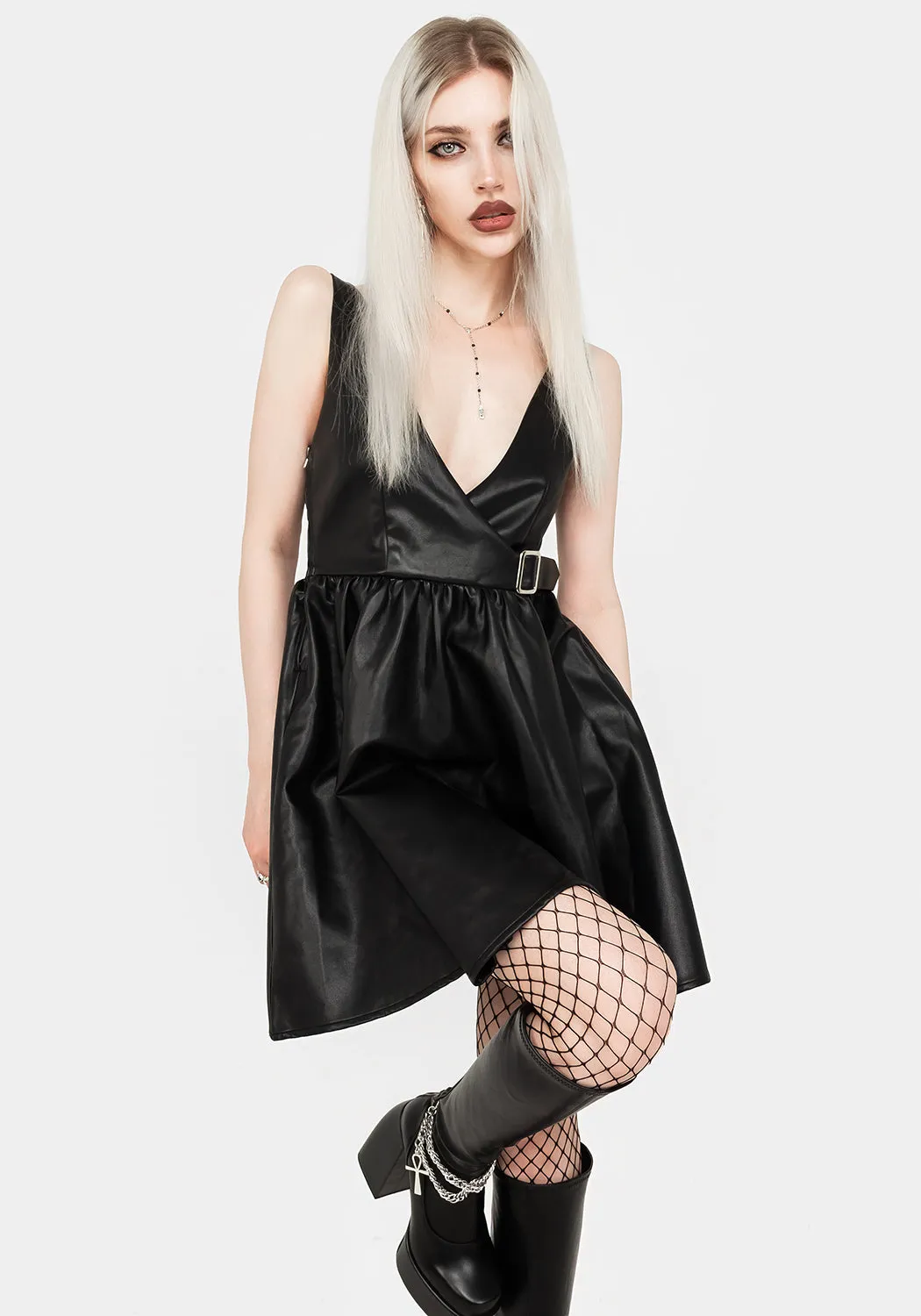 Beat Star Opium Faux Leather Mini Dress