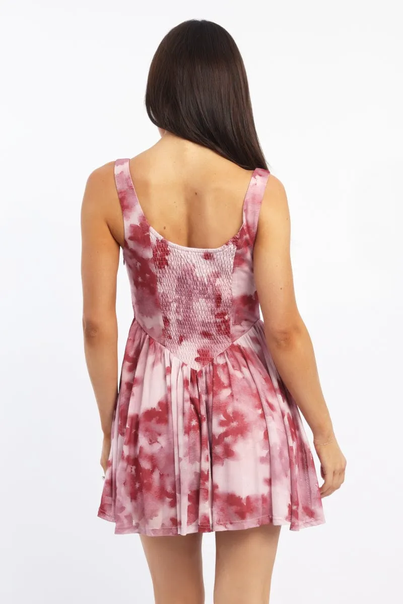 Pink Floral Fit And Flare Dress Mini Stage Star Simple yet chic mini