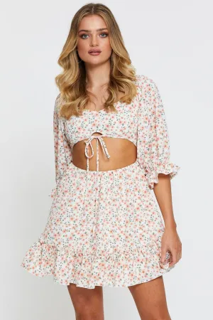 Print Mini Dress Long Sleeve City Cool