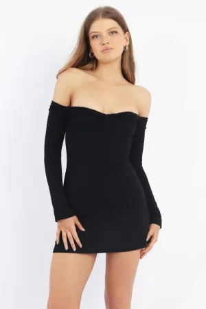 Black Off Shoulder Mini Dress Urban Mood Lightweight and airy mini