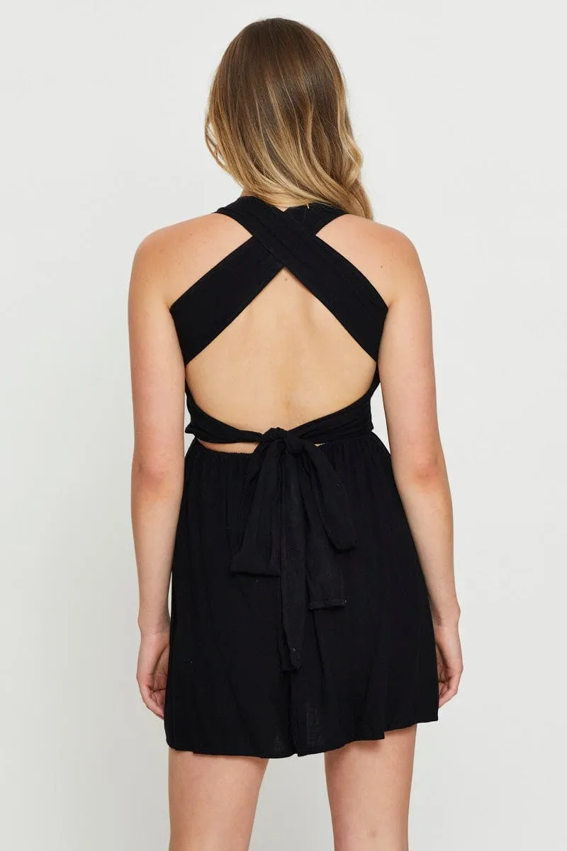 Fresh Design Black Mini Dress Sleeveless