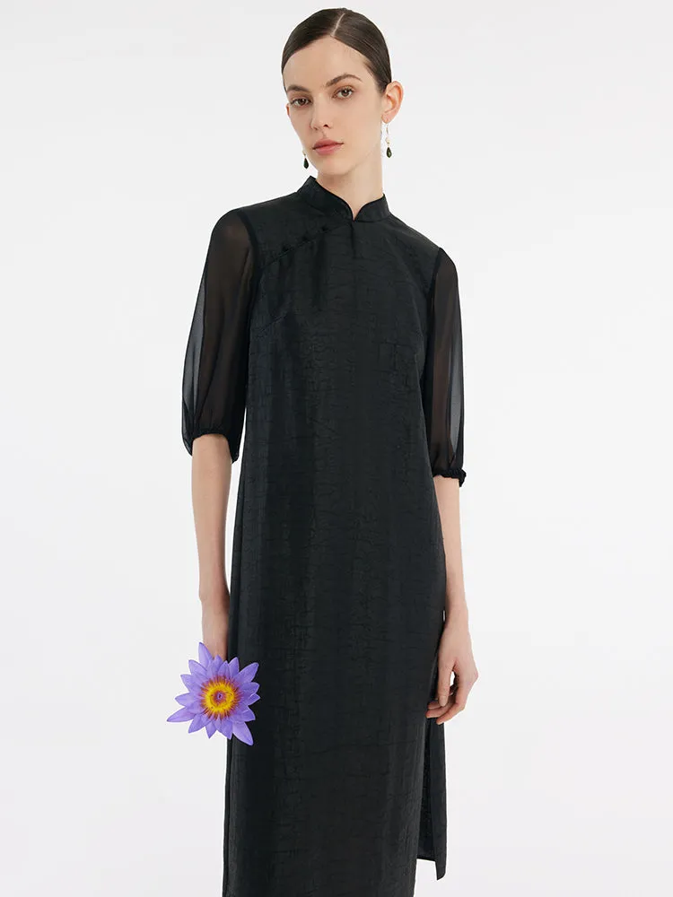 Fashion Statement Elegant Attire 18 Momme Xiang Yun Silk Cheongsam Women Midi Qipao Dress