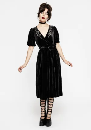 Zarina Embroidered Midi Wrap Dress - Black Star Rise