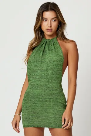 Floral design Fun floral mini Green Mini Dress Halter Neck