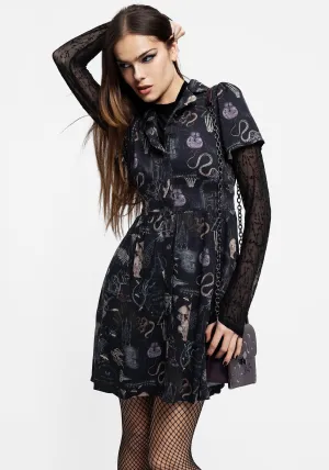 Maudeline Victoriana Print Eco-Viscose Mini Shirt Dress Look Hot