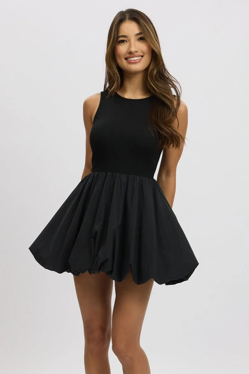 Black Bubble Dress Mini Tagless Labeling