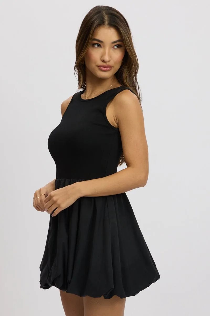Festival Core Trendy Wear Black Bubble Dress Mini