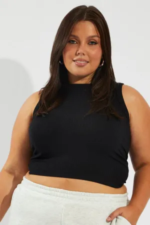 Black Tank Top Crew Neck Seamless Polish Glow