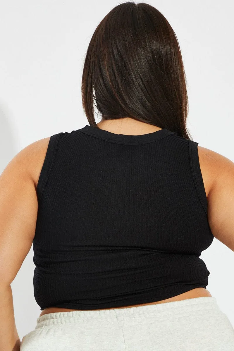 Black Tank Top Crew Neck Seamless Smart Design NonIrritating Seams