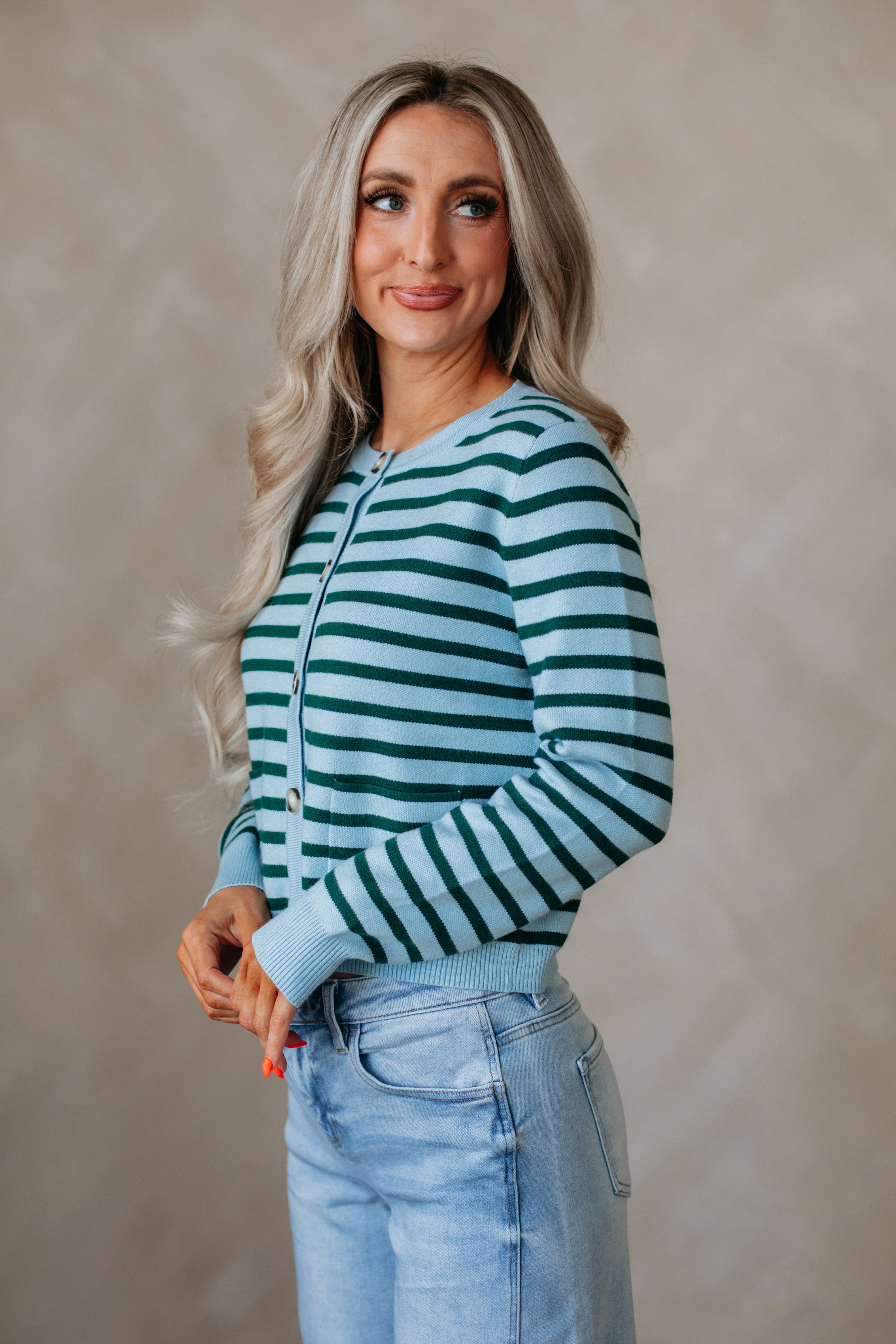 Coralie Striped Cardigan Relaxed Outfit Comfortable Choice