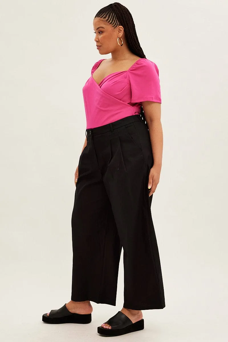 Black Wide Leg Pants High Rise Durable Activewear