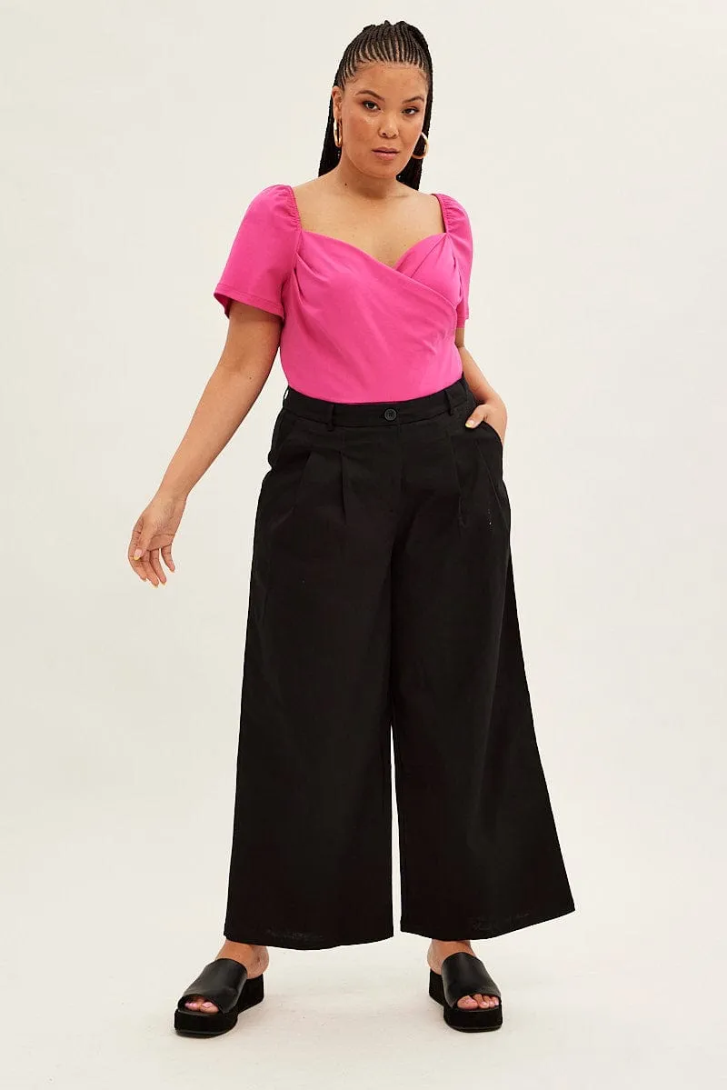 Black Wide Leg Pants High Rise Side zipper Thermal Lining
