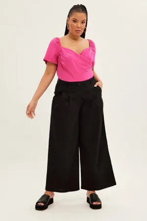 Black Wide Leg Pants High Rise Side zipper Thermal Lining