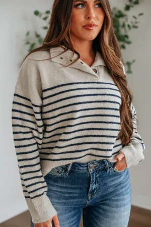 Heathered Effect Fashion Forward Tristen Striped Pullover
